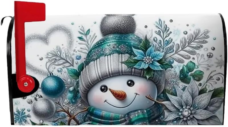 VBXNT Store Winter Christmas Snowman Themed Mailbox Cover, Magnetic Waterproof Mailbox Package 18x21 Inch Standard Size, Snow Oxford Cloth Mailbox Decoration for Christmas, Thanksgiving, Winter Outdoor Garden - Image 1